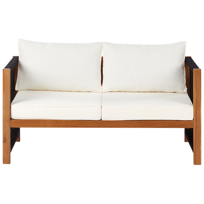 Acacia Garden Sofa Set 4 Seater With Black Rope Accents 2 Armchairs And Coffee Table