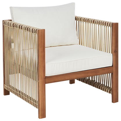 Alfresco Living 4 Seater Garden Sofa Set in Light Brown Acacia With Beige Rope Cushions