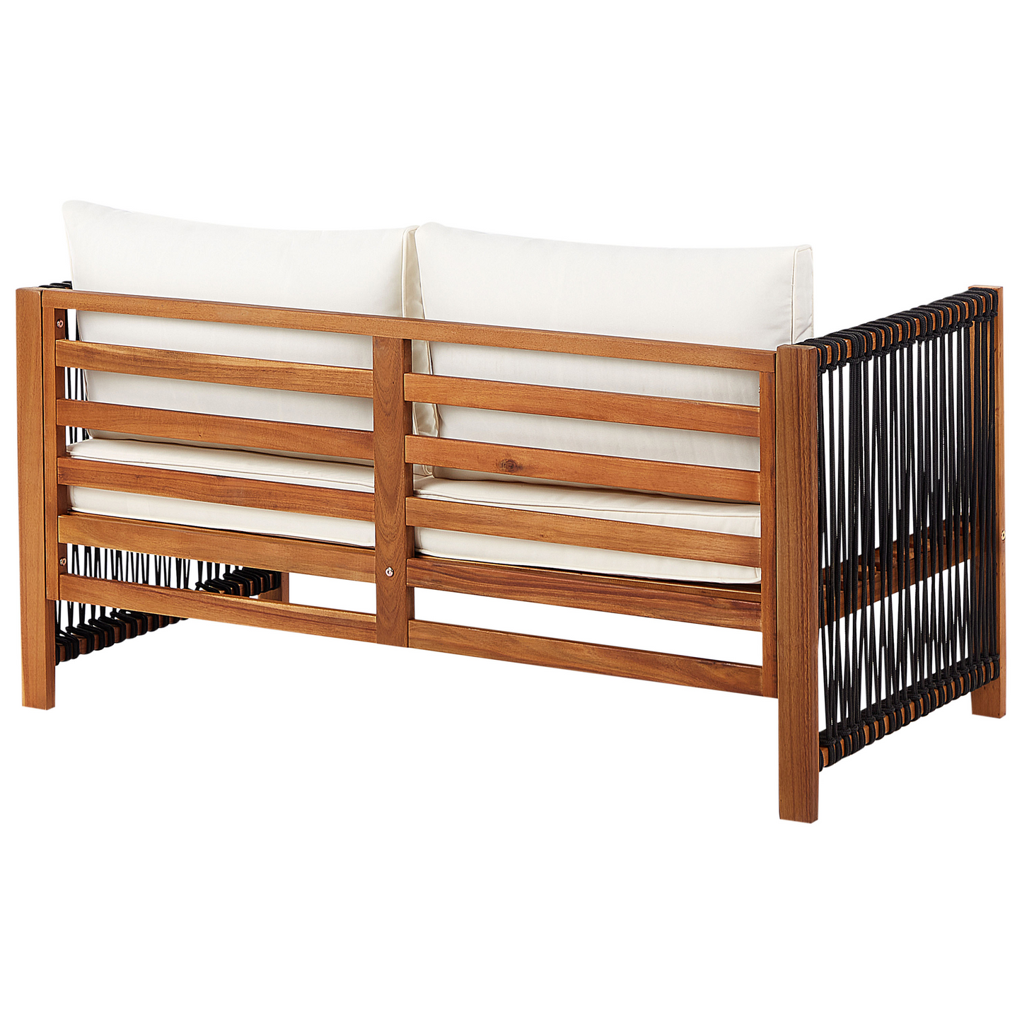 Acacia Garden Sofa Set 4 Seater With Black Rope Accents 2 Armchairs And Coffee Table