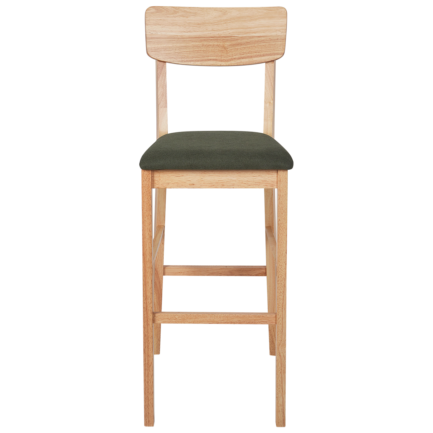 Greenwood Rubberwood Bar Chairs Set Of 2 Green Upholstered Seats
