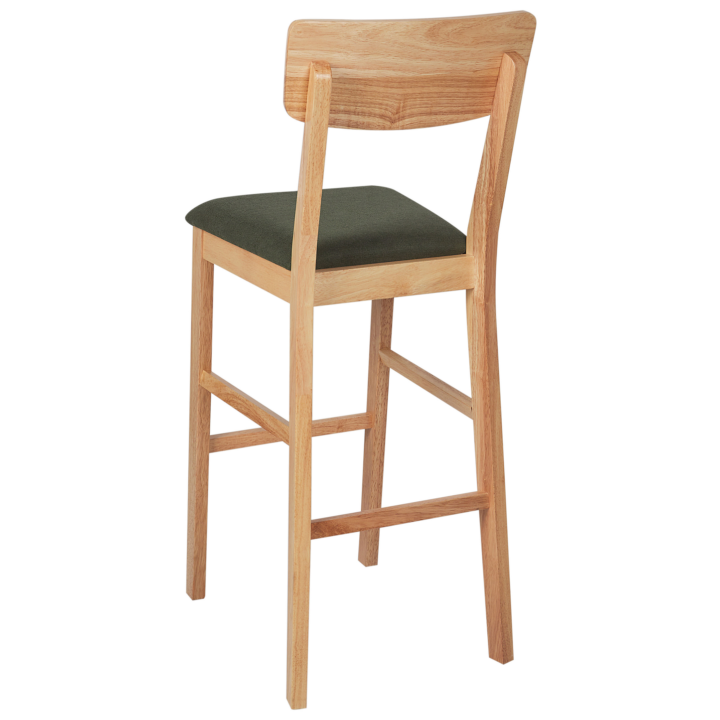 Greenwood Rubberwood Bar Chairs Set Of 2 Green Upholstered Seats