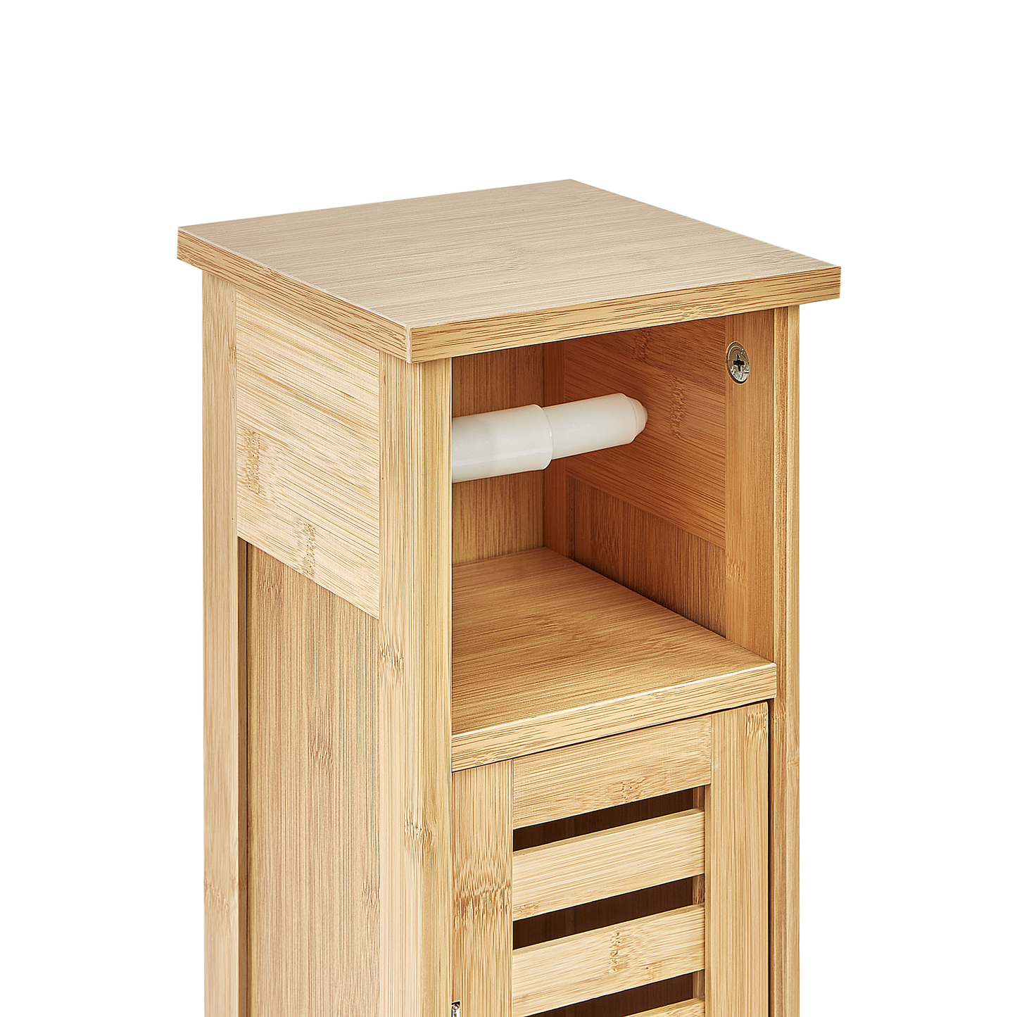 Toilet Paper Cabinet Light Brown With Shelves And Door Minimalistic Design For Bathrooms