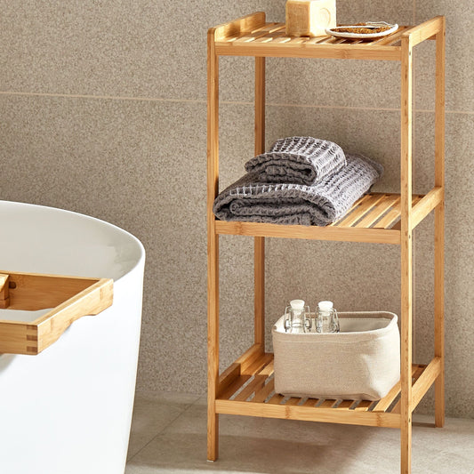 3 Shelf Bathroom Shelving Unit Light Brown