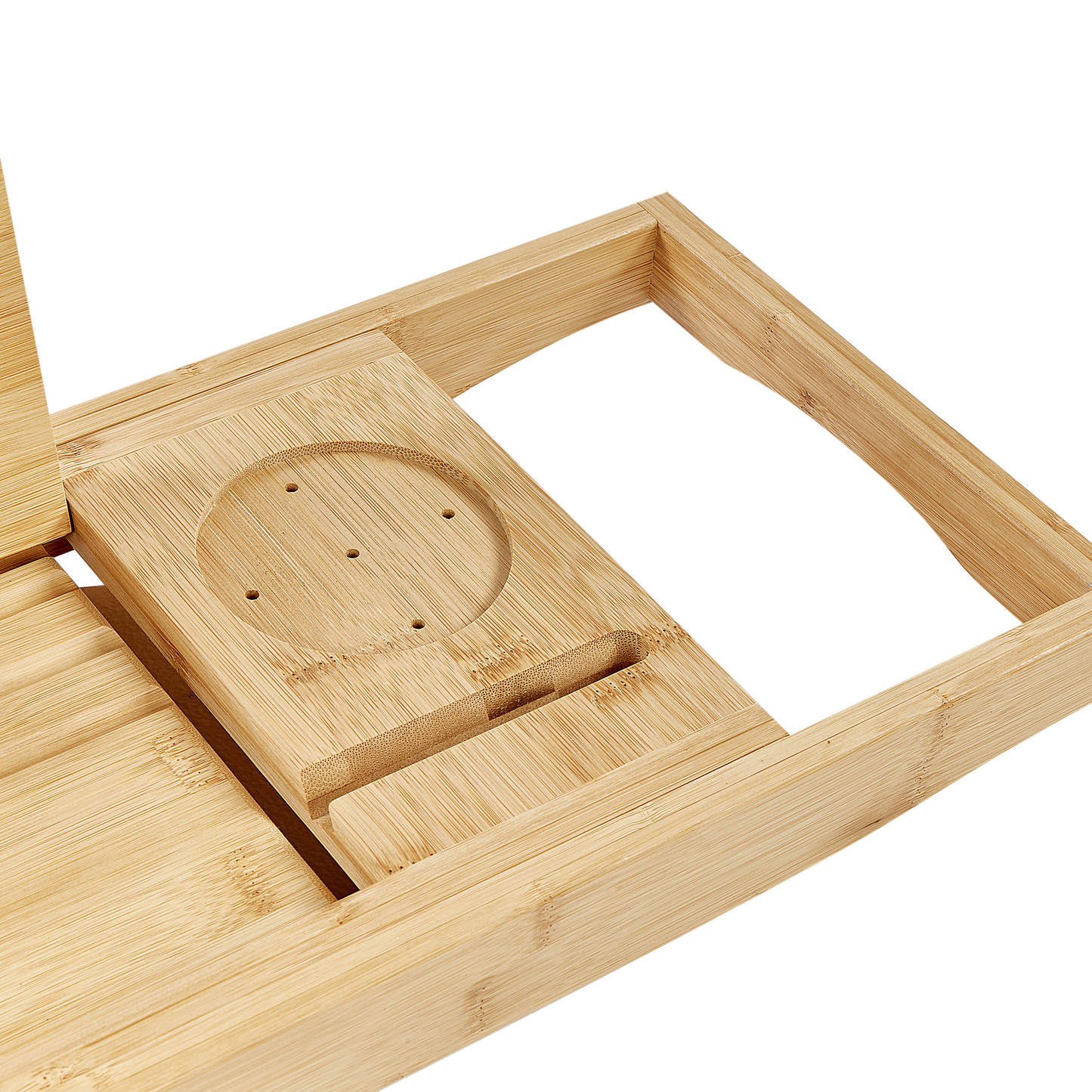 Bamboo Bathtub Tray Extendable Book Holder Bath Caddy Light Brown Elegant Spa Essentials