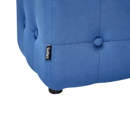 Footstool Blue Velvet Cube Pouffe Button Tufted Upholstery Versatile Side Table