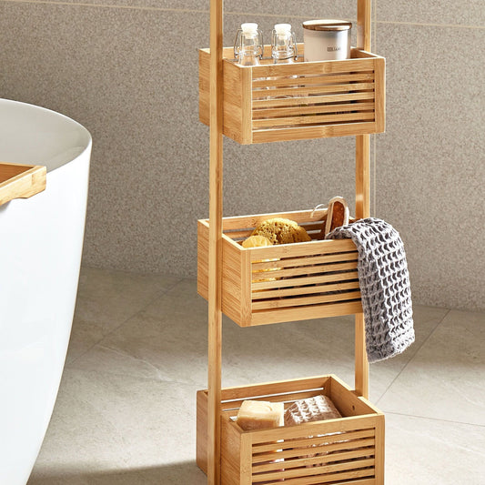 3 Tier Bathroom Shelving Unit Light Brown