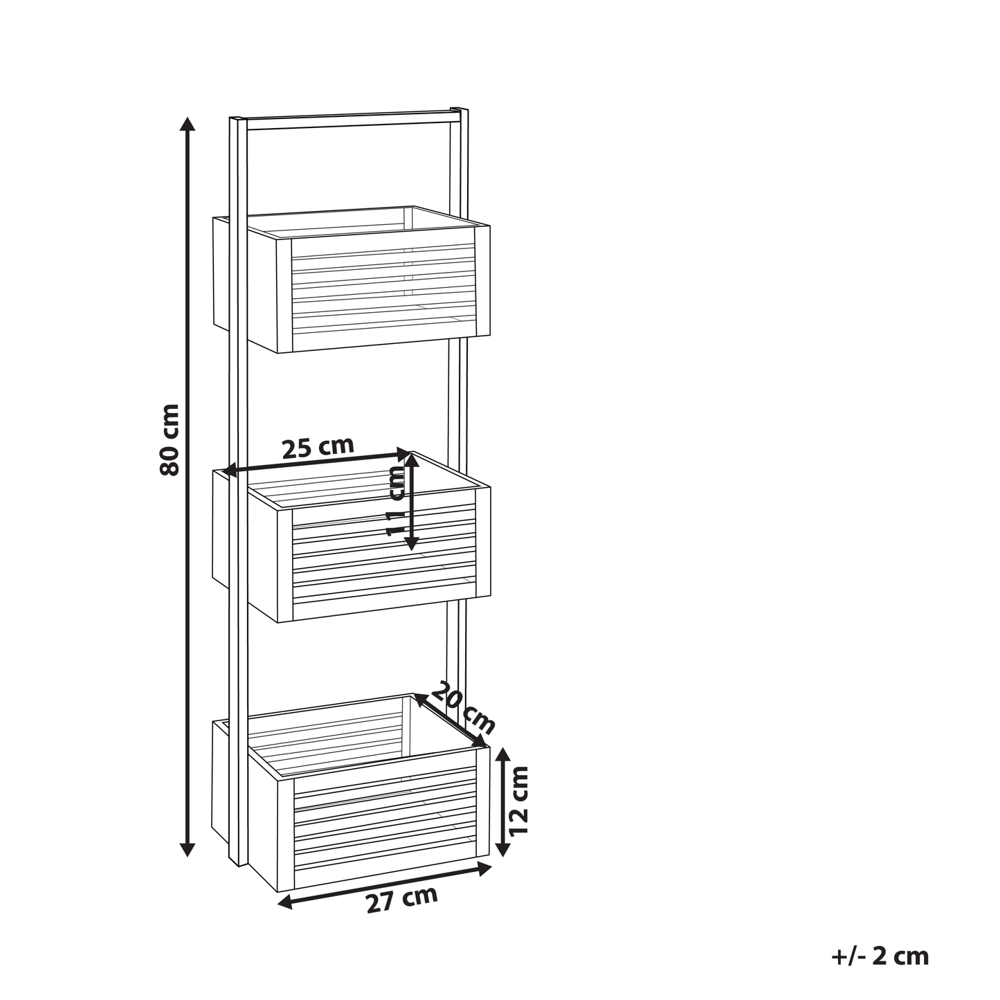 3 Tier Bathroom Shelving Unit Light Brown