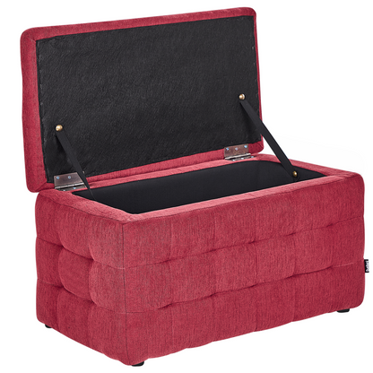 Red Tufted Ottoman Bench With Storage