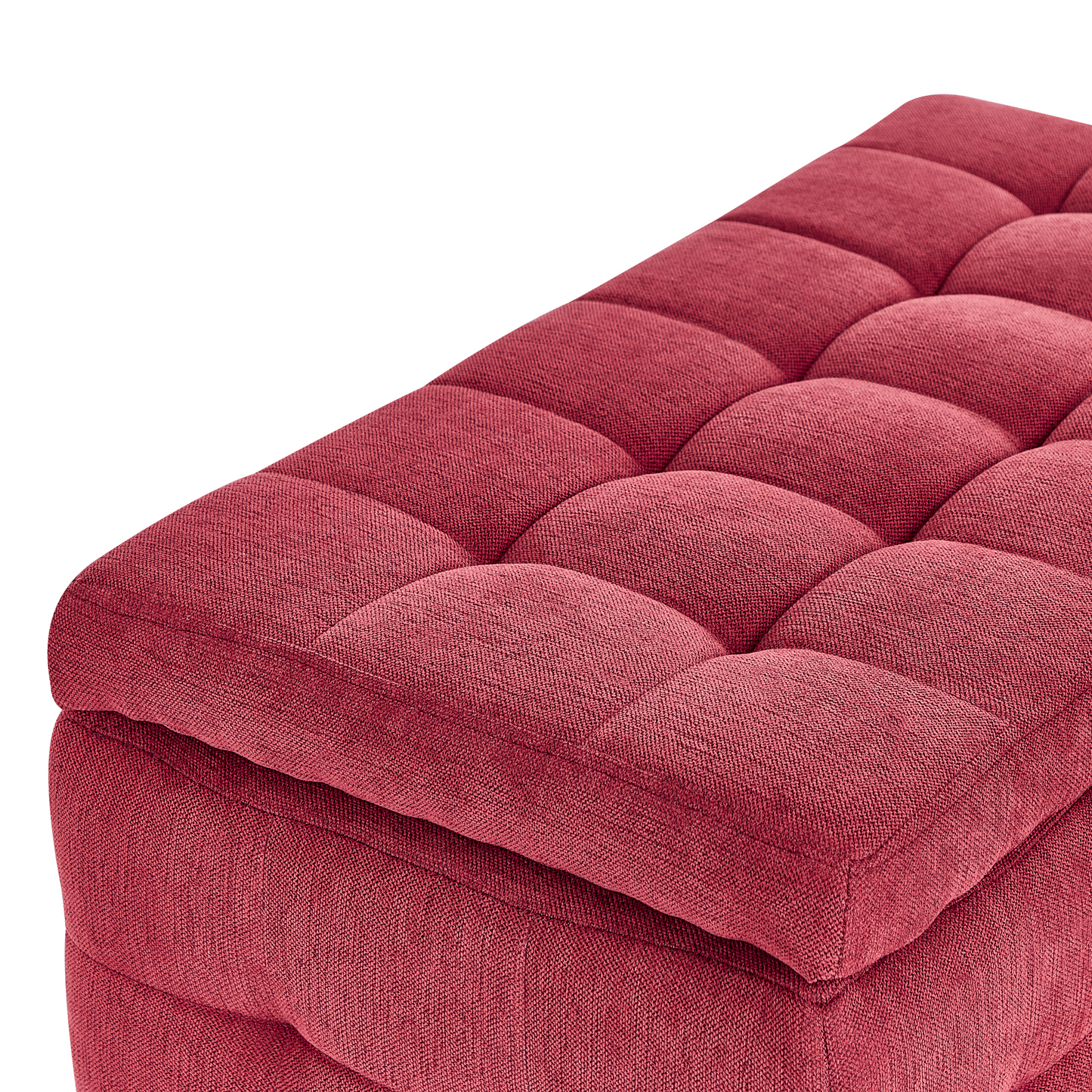 Red Tufted Ottoman Bench With Storage