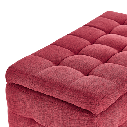 Red Tufted Ottoman Bench With Storage