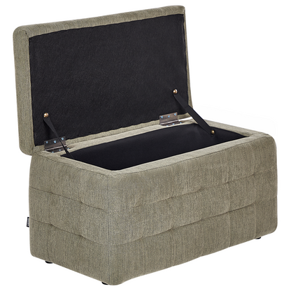 Olive Loom Ottoman Olive Green Fabric Tufted Storage Bench With Hinged Lid And Premium Upholstery