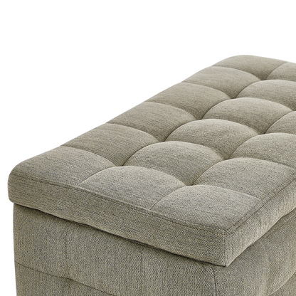Olive Loom Ottoman Olive Green Fabric Tufted Storage Bench With Hinged Lid And Premium Upholstery