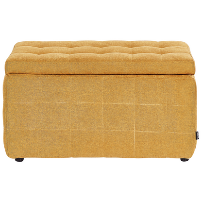 Ottoman Yellow Fabric Tufted Bedroom Storage Bench