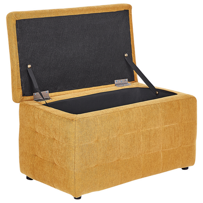 Ottoman Yellow Fabric Tufted Bedroom Storage Bench