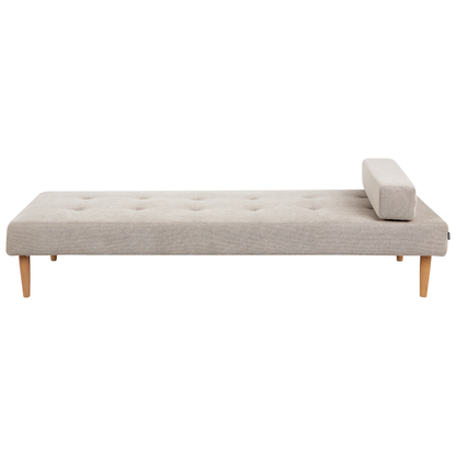 Chaise Longue Beige Fabric Upholstery With Water Repellent Finish And Bolster