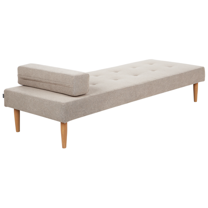 Chaise Longue Beige Fabric Upholstery With Water Repellent Finish And Bolster