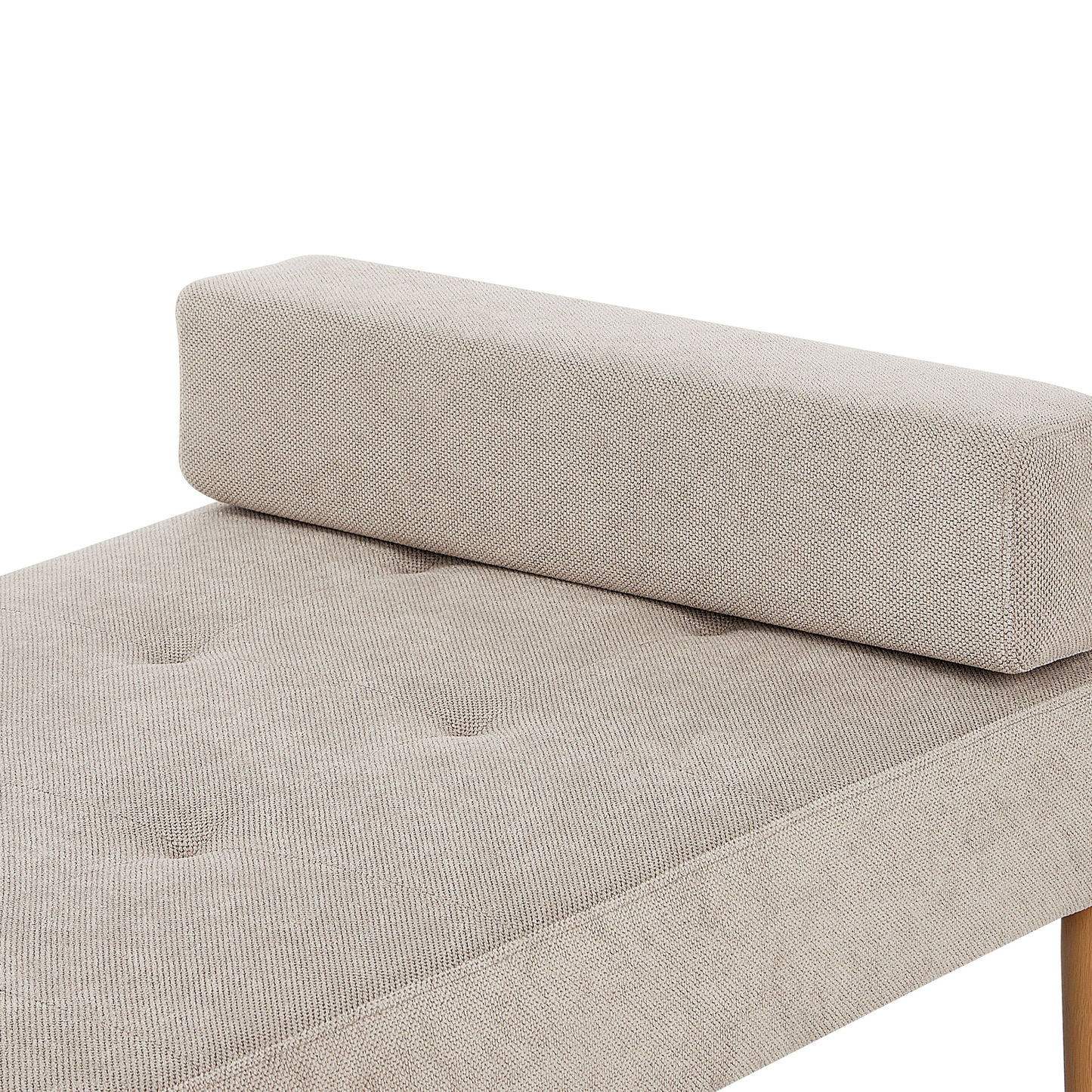 Chaise Longue Beige Fabric Upholstery With Water Repellent Finish And Bolster