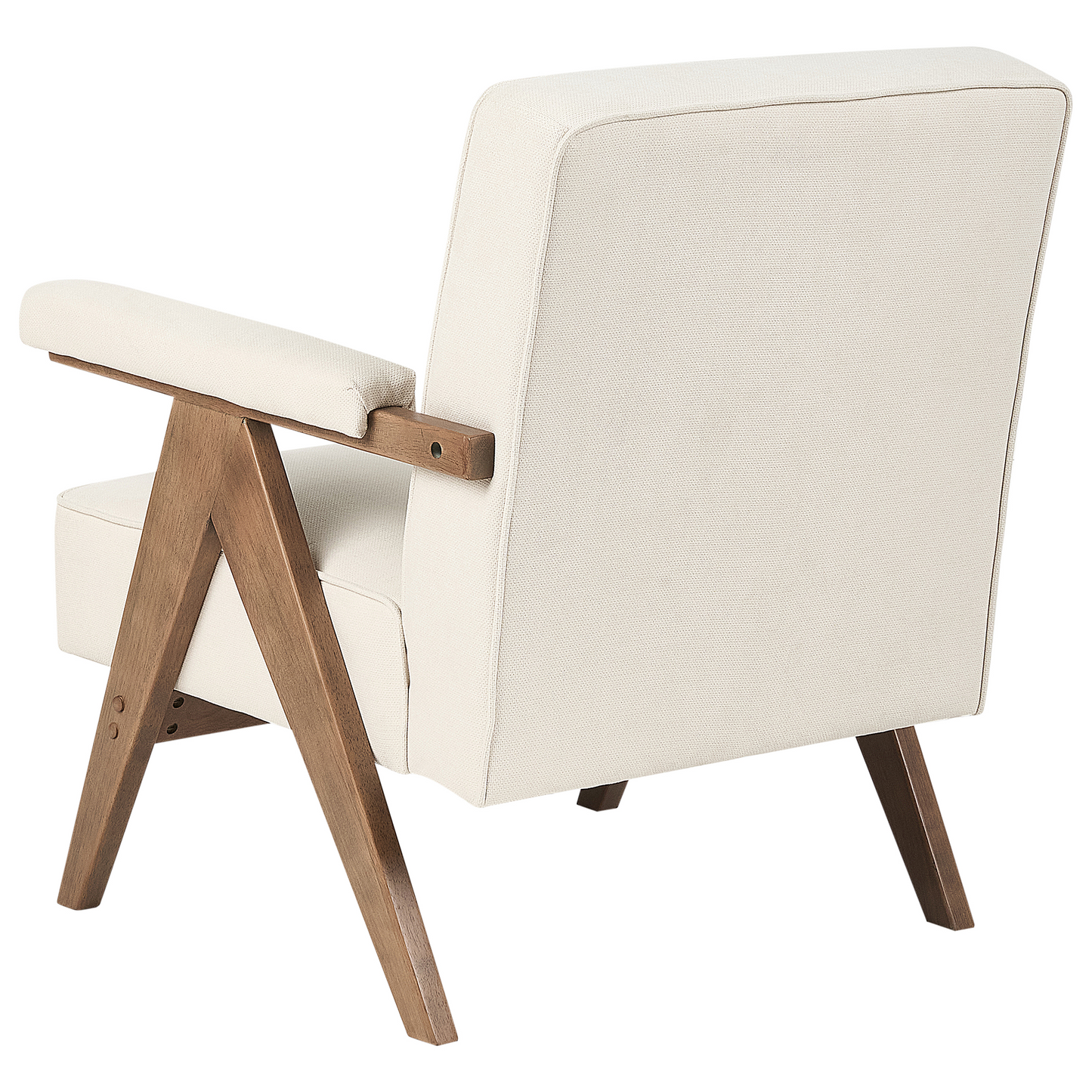 Armchair Light Beige Retro Wood Frame Pillow Top Armrests
