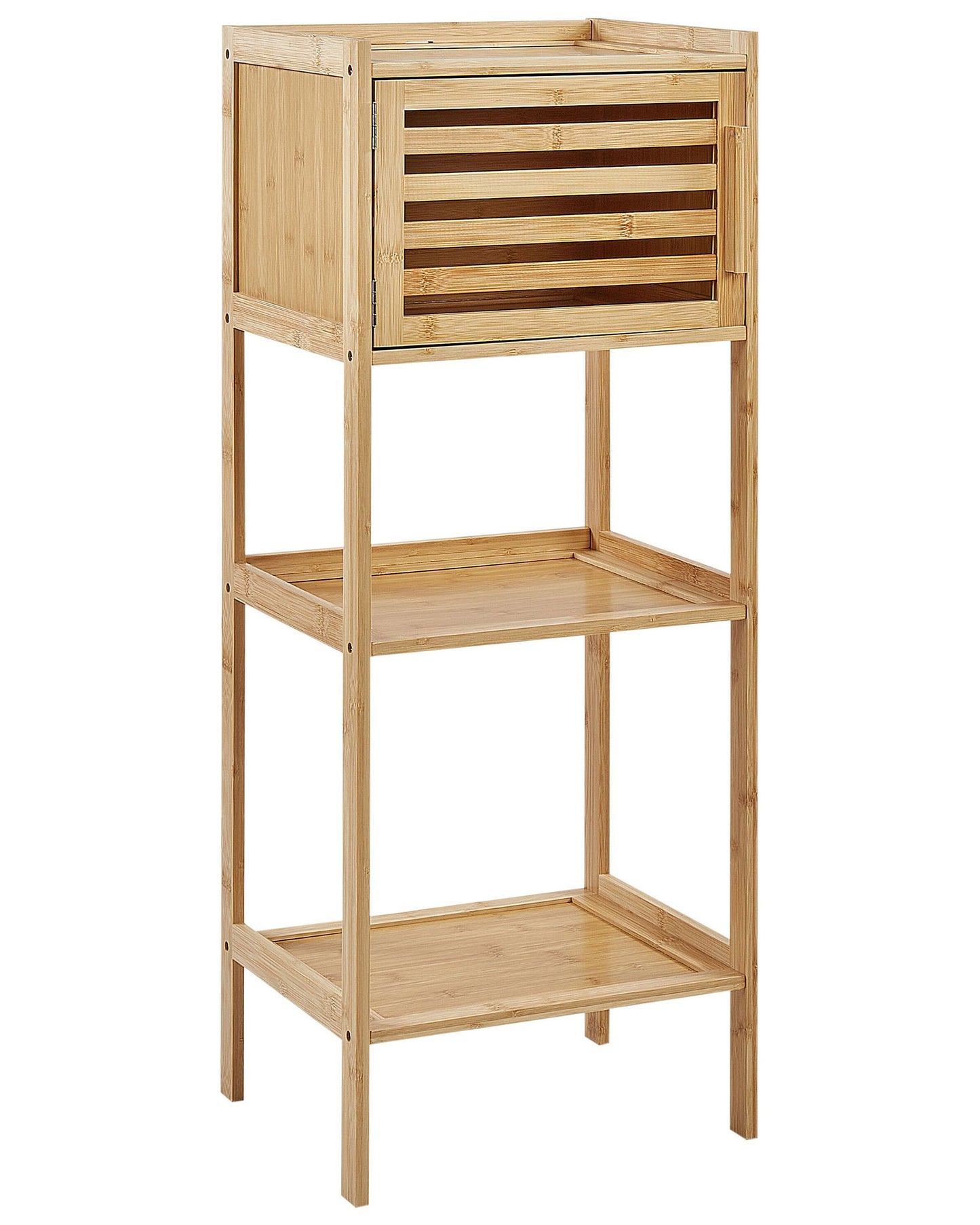 Short Bathroom Shelving Unit Door 3 Shelves Light Brown