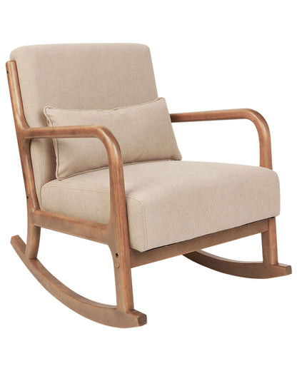 Heritage Rockhaven Beige Fabric Rocking Chair With Wooden Legs