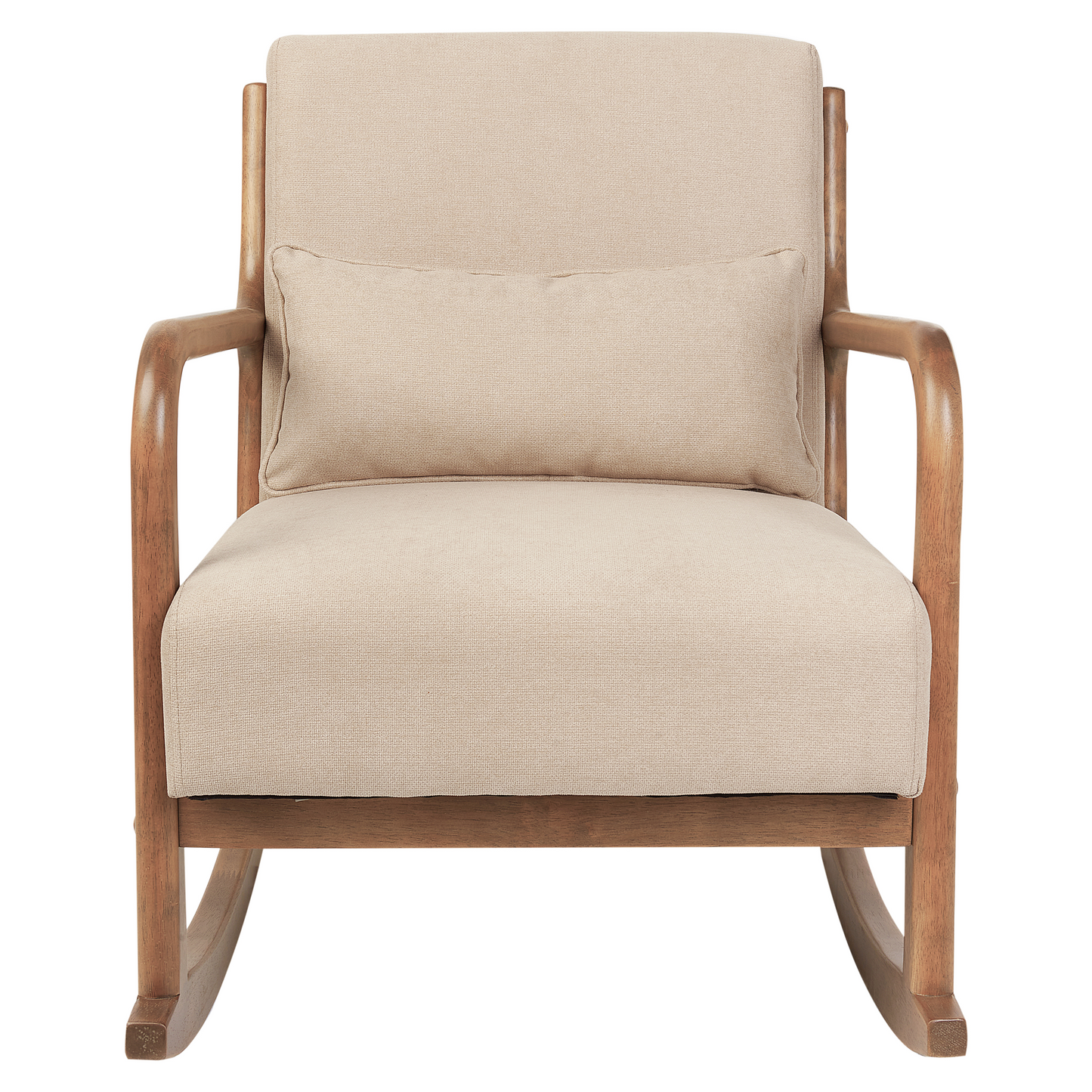 Heritage Rockhaven Beige Fabric Rocking Chair With Wooden Legs
