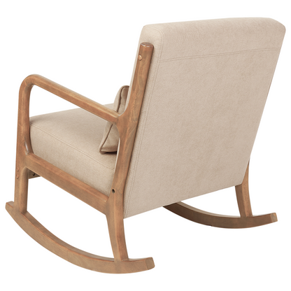 Heritage Rockhaven Beige Fabric Rocking Chair With Wooden Legs
