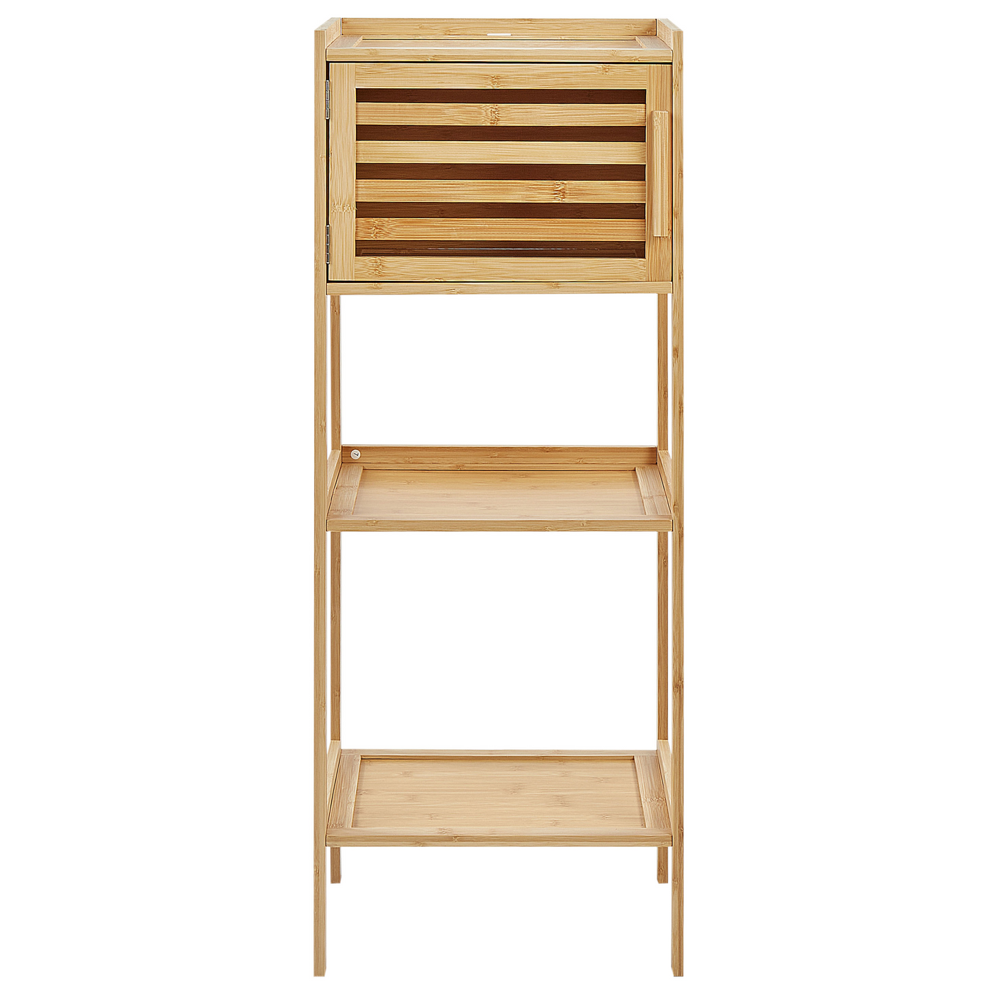 Short Bathroom Shelving Unit Door 3 Shelves Light Brown