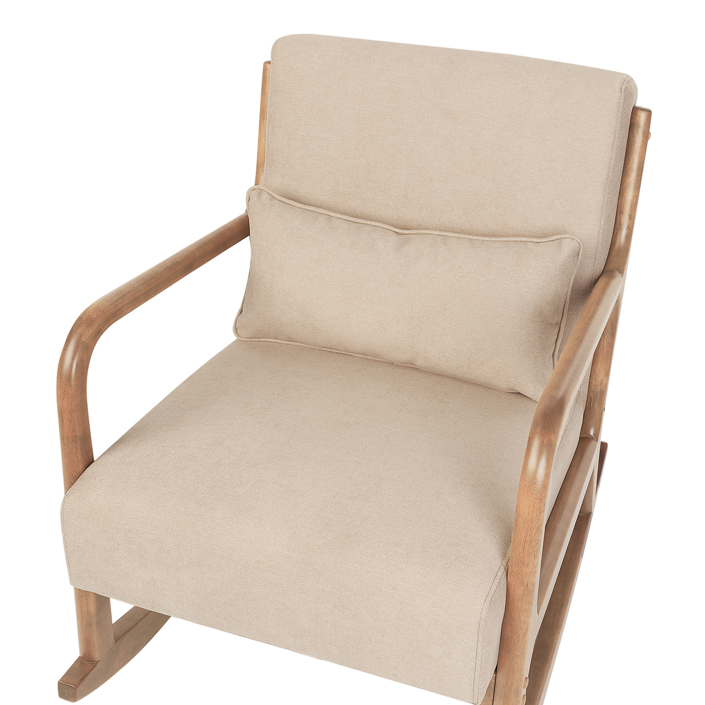 Heritage Rockhaven Beige Fabric Rocking Chair With Wooden Legs