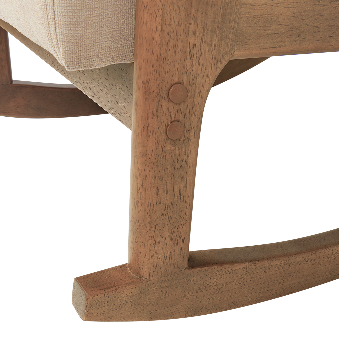 Heritage Rockhaven Beige Fabric Rocking Chair With Wooden Legs