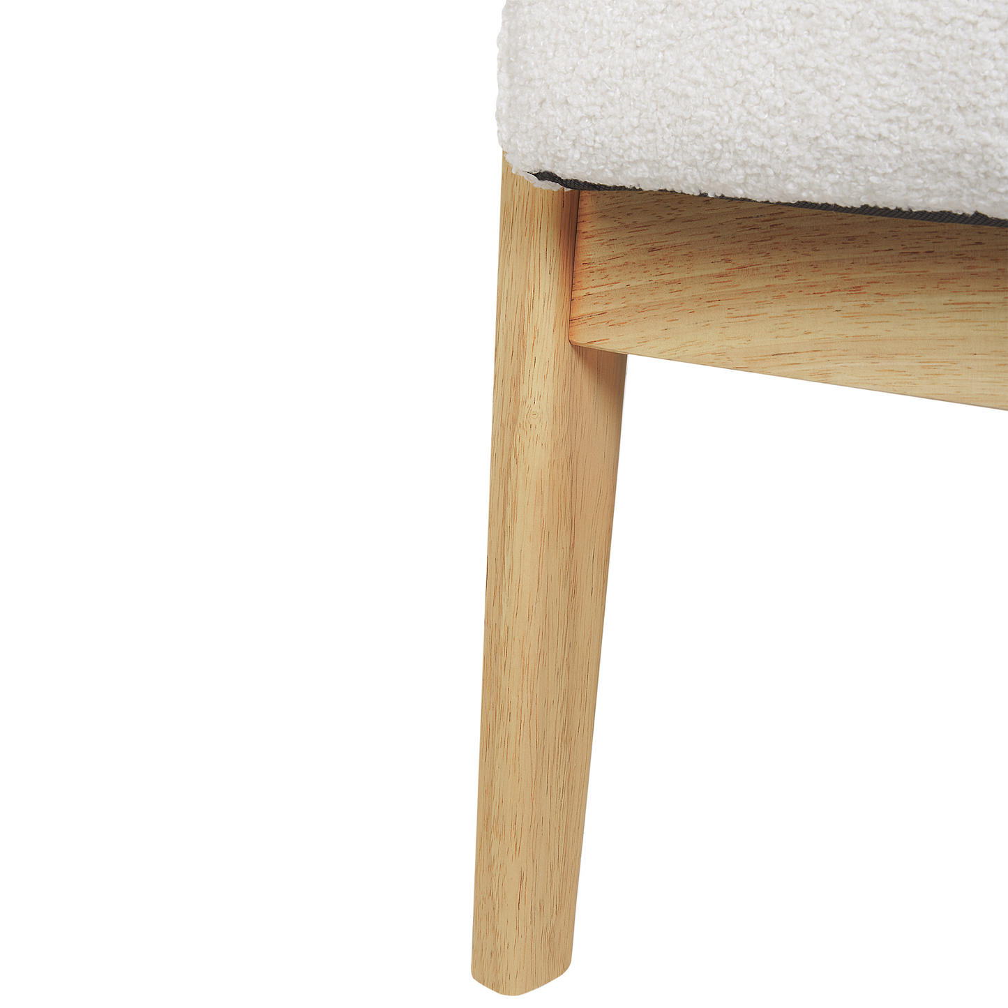 Armchair White Boucle Upholstery Retro Wooden Frame With Armrests Living Room