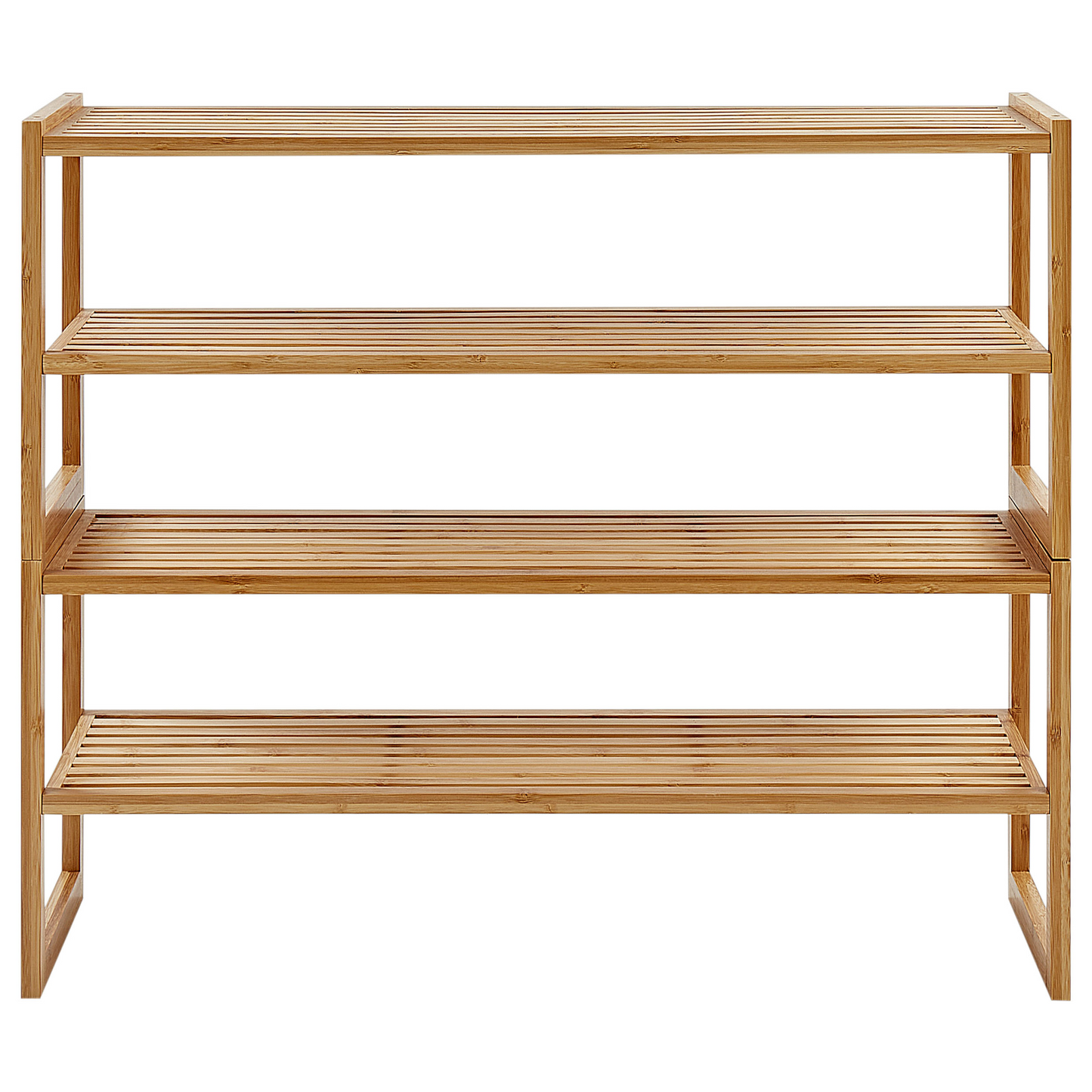 Light Brown Bamboo 4-Tier Stackable Bathroom Storage Shelf Organizer Unit