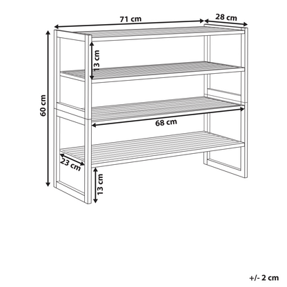 Light Brown Bamboo 4-Tier Stackable Bathroom Storage Shelf Organizer Unit