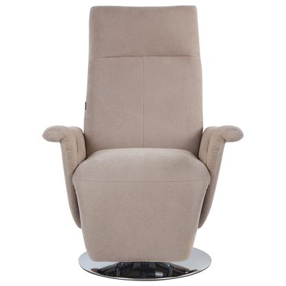 Reclining Armchair Taupe Polyester With Adjustable Back And Pull Out Footstool