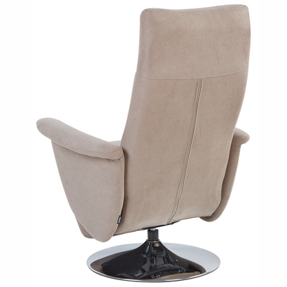 Reclining Armchair Taupe Polyester With Adjustable Back And Pull Out Footstool