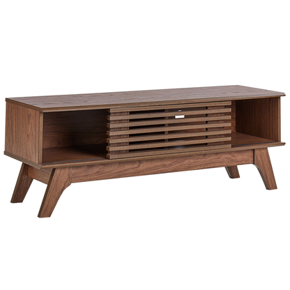 Dark Brown TV Stand Modern Storage With Cable Management