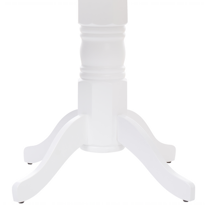 White Rubberwood Round Dining Table 120cm Diameter Vintage Pedestal With Four Curved Legs