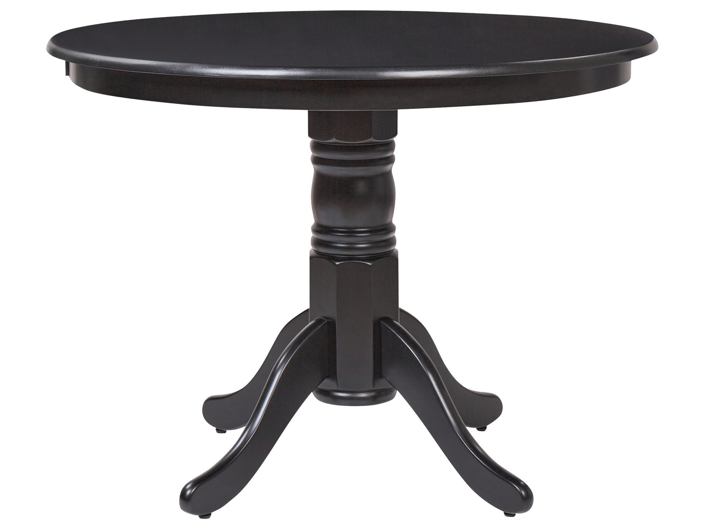 Dining Table Black Rubberwood Round 100cm Vintage Pedestal With Four Curved Legs