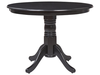 Dining Table Black Rubberwood Round 100cm Vintage Pedestal With Four Curved Legs