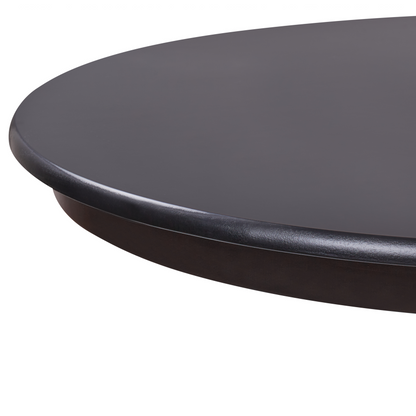 Dining Table Black Rubberwood Round 100cm Vintage Pedestal With Four Curved Legs