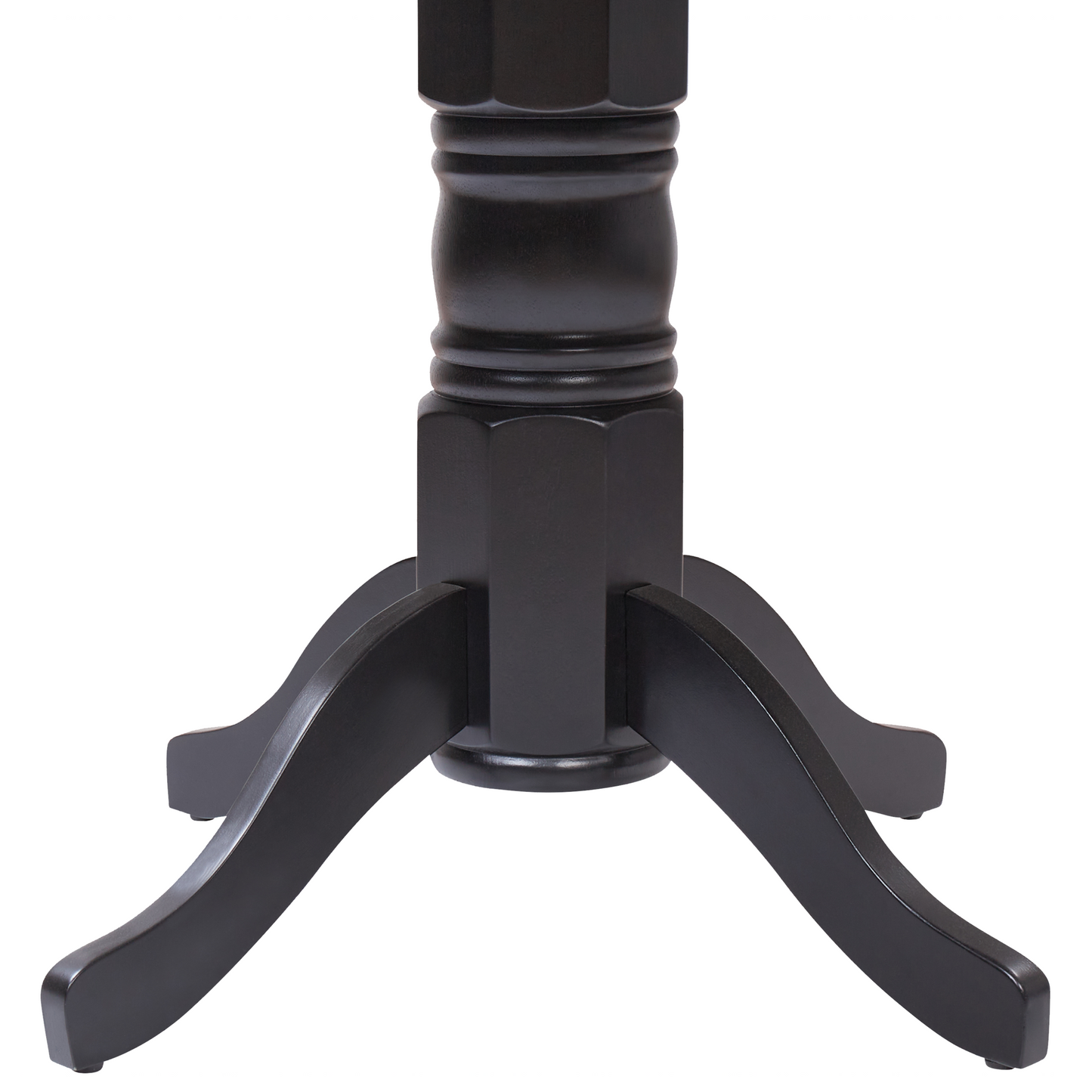 Vintage Black Rubberwood Round Dining Table 120cm Pedestal With Four Curved Legs