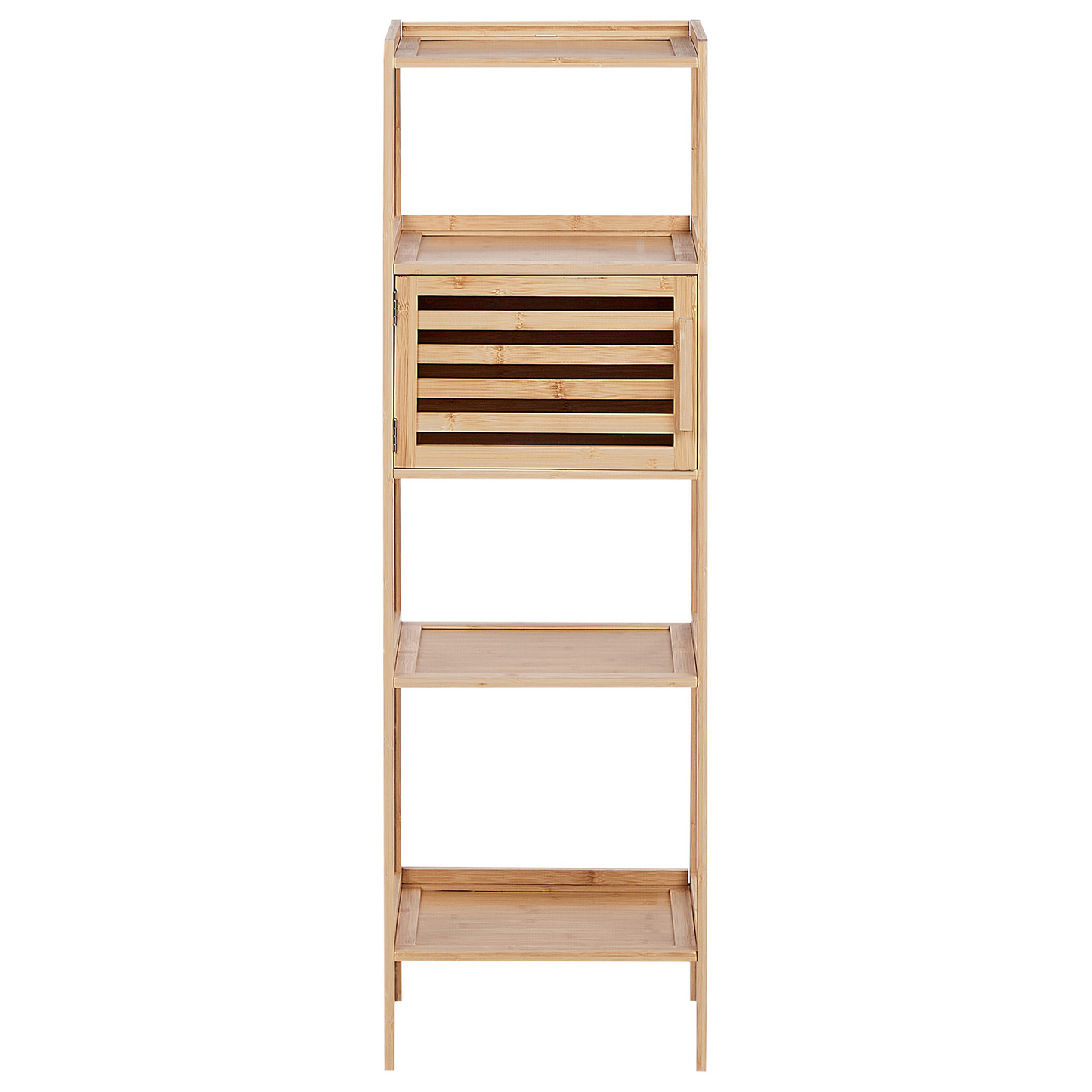 Bamboo Bathroom Shelf Unit 4 Shelf 1 Door Light Brown