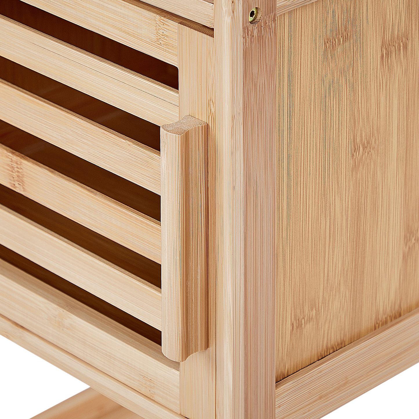 Bamboo Bathroom Shelf Unit 4 Shelf 1 Door Light Brown