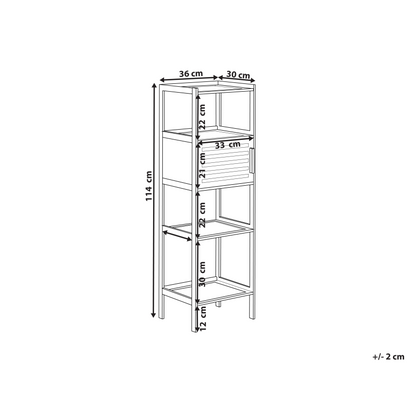 Bamboo Bathroom Shelf Unit 4 Shelf 1 Door Light Brown