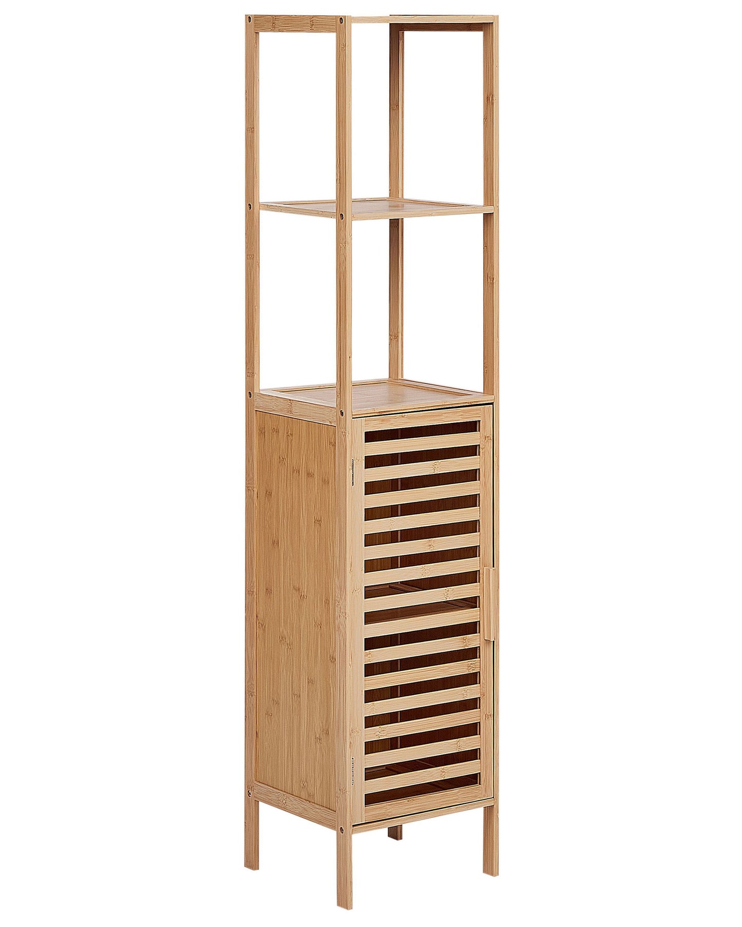 Minimalist Bathroom Shelving Unit With Door Light Brown
