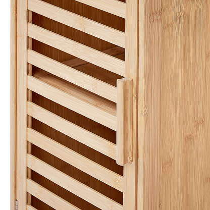 Minimalist Bathroom Shelving Unit With Door Light Brown
