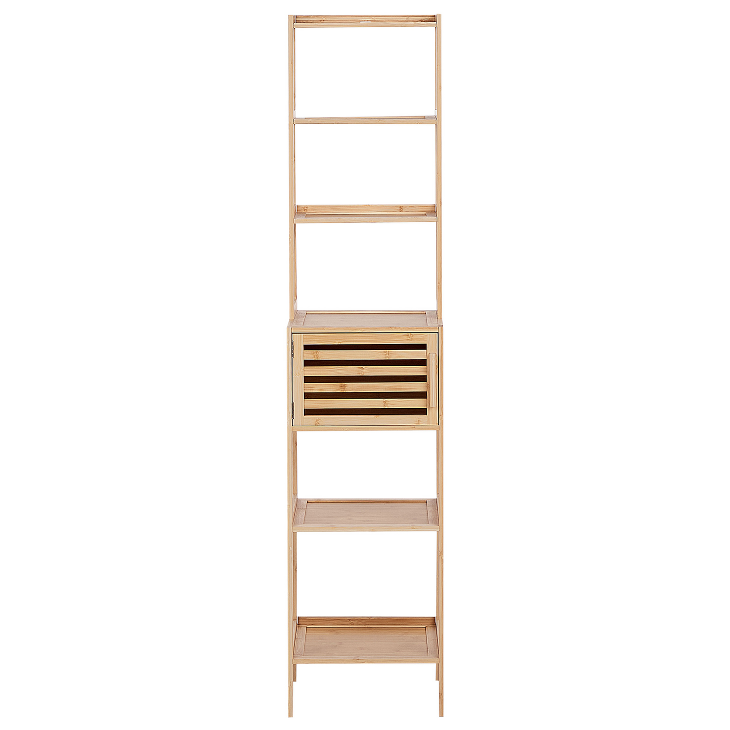 Bamboo Light Brown 6 Shelves Bathroom Shelving Unit Door