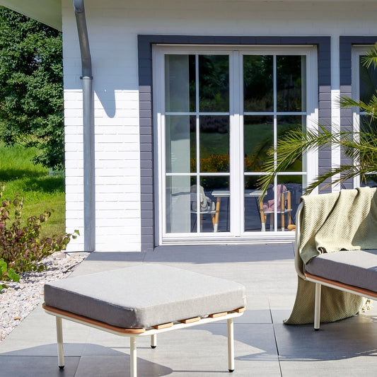 Garden Ottoman White Aluminium Frame 74 x 74cm