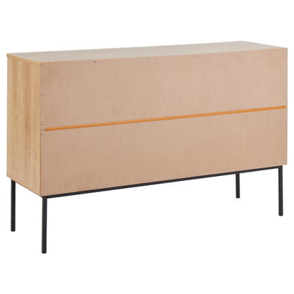2 Door Sideboard With 3 Drawers In Light Wood Black Frame