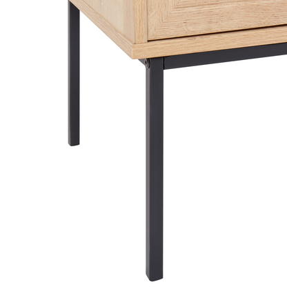 2 Door Sideboard With 3 Drawers In Light Wood Black Frame