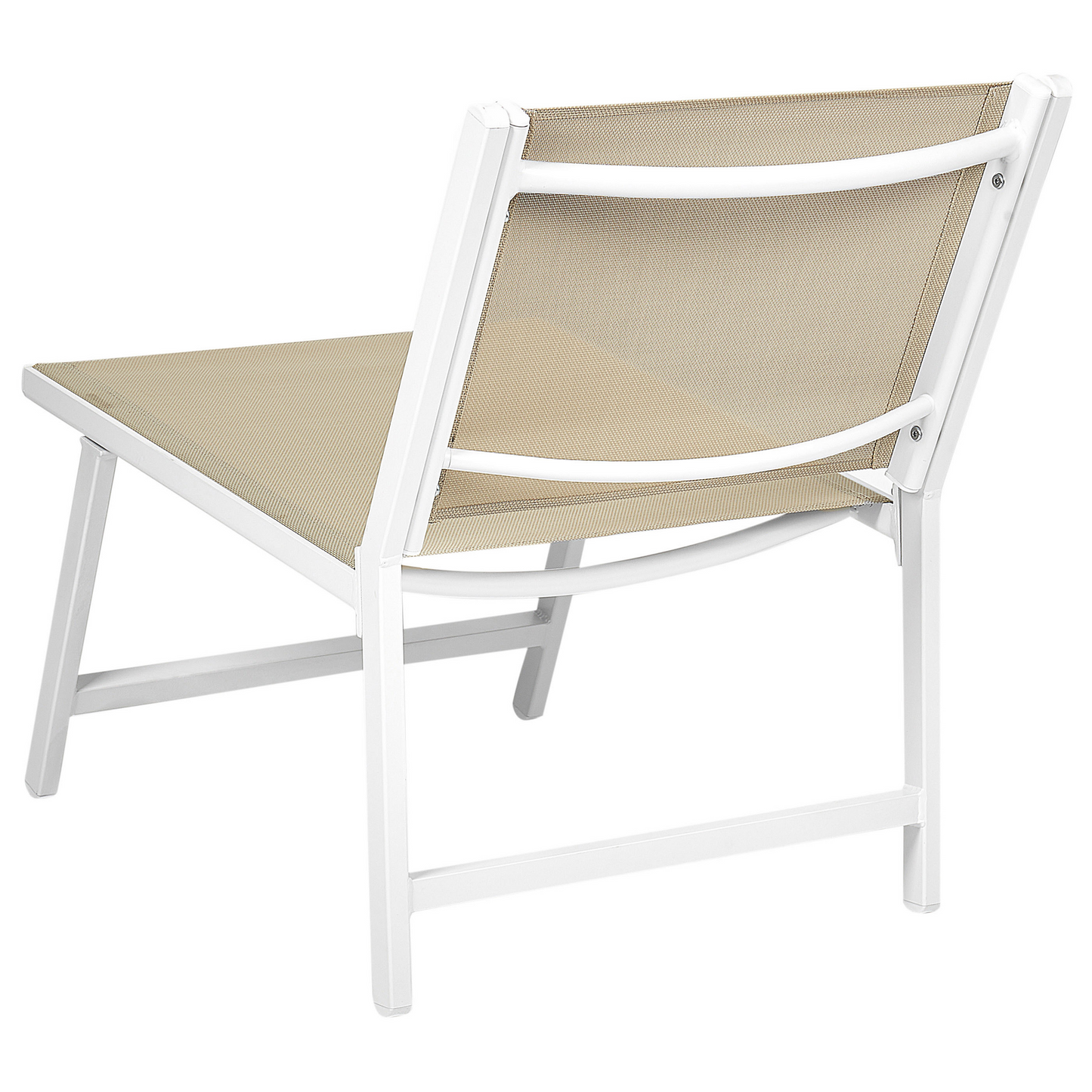 Garden Chair Textilene Seat With Footrest Beige White